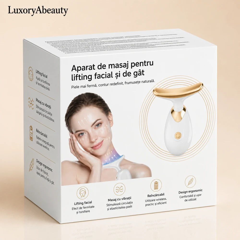 Aparat Masaj Facial și Gât cu Vibrații – Lifting, Tonifiere și Îngrijire
