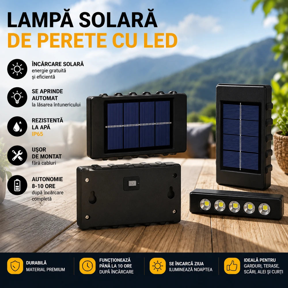 Set 6 Lămpi Solare LED pentru Perete – Pachet Promoțional 10 LED-uri | IP65