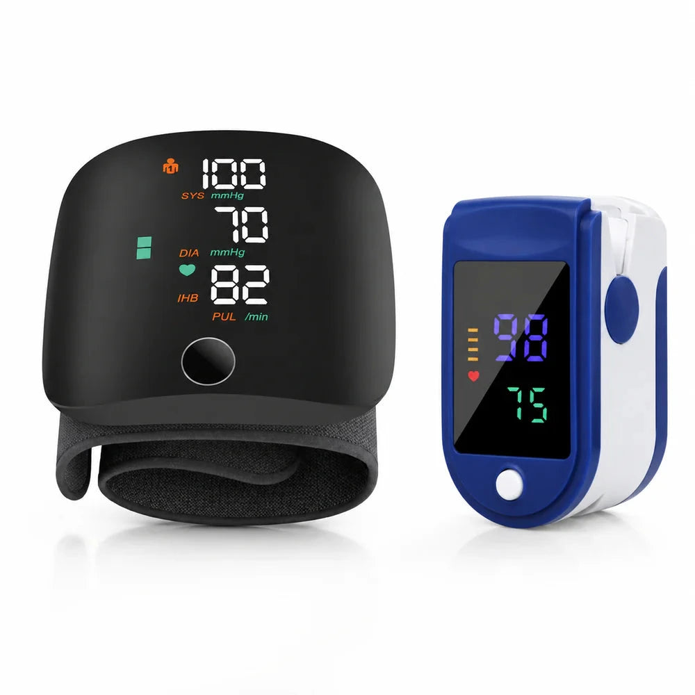 Pachet Monitorizare Sanatate 2 in 1 – Tensiometru Digital de Incheietura + Pulsoximetru OLED Cadou