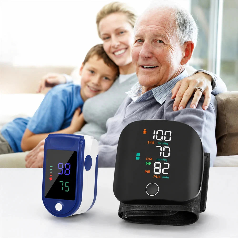 Pachet Monitorizare Sanatate 2 in 1 – Tensiometru Digital de Incheietura + Pulsoximetru OLED Cadou
