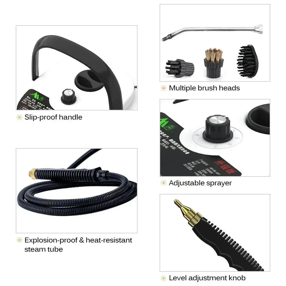 Aparat Curatare cu Abur Portabil 2500W 6 Trepte 105 Grade + Accesorii