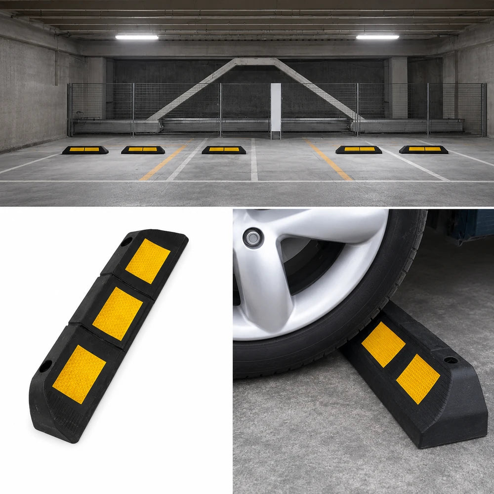 Set 2 Opritoare Roți Auto Reflectorizante – Cauciuc Rezistent pentru Parcare