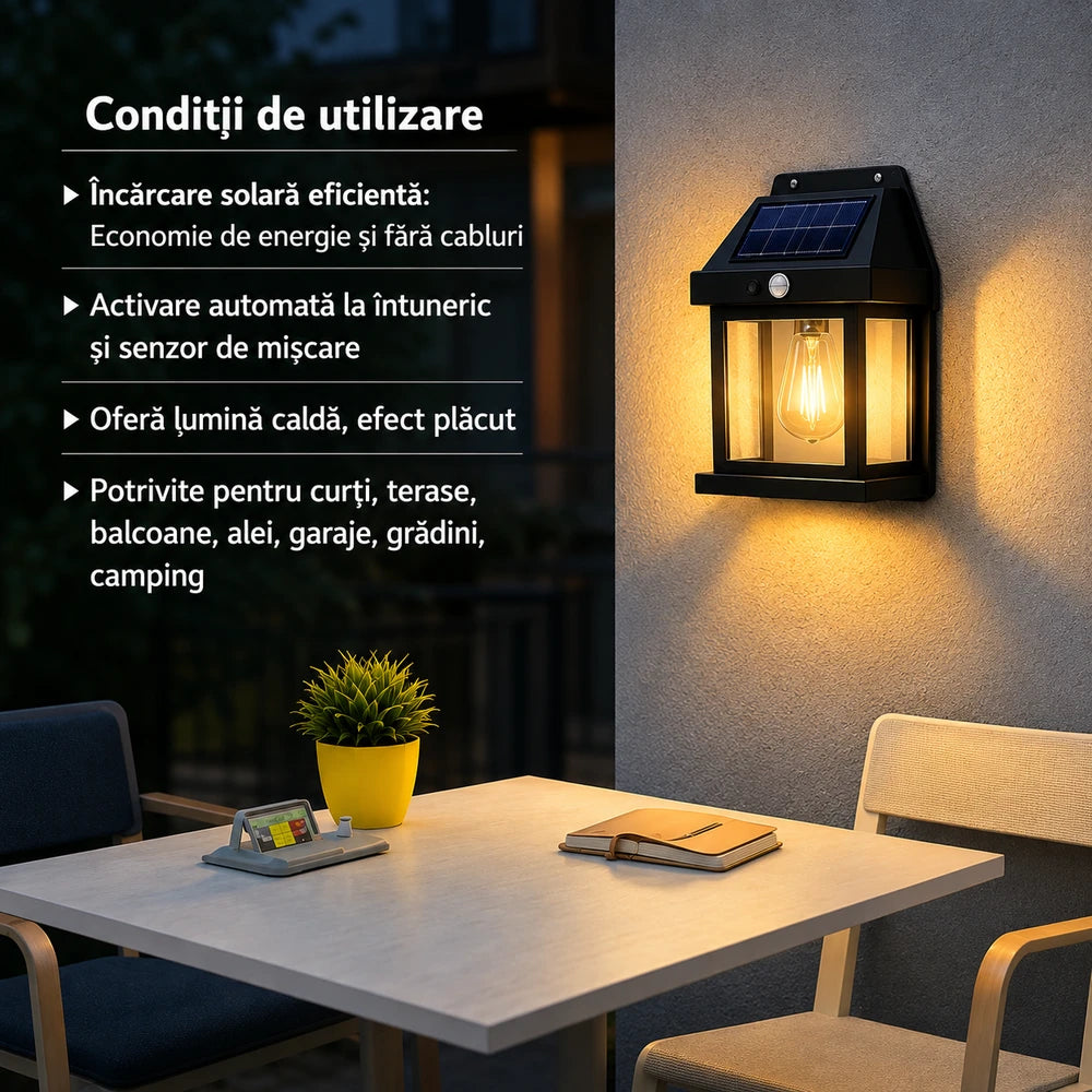 Set 8 Lămpi Solare de Perete cu Senzor de Mișcare, 3 Moduri, IP65