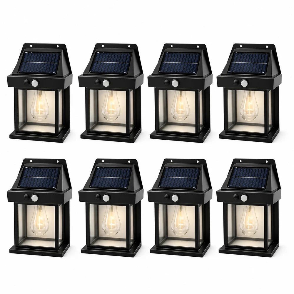 Set 8 Lămpi Solare de Perete cu Senzor de Mișcare, 3 Moduri, IP65
