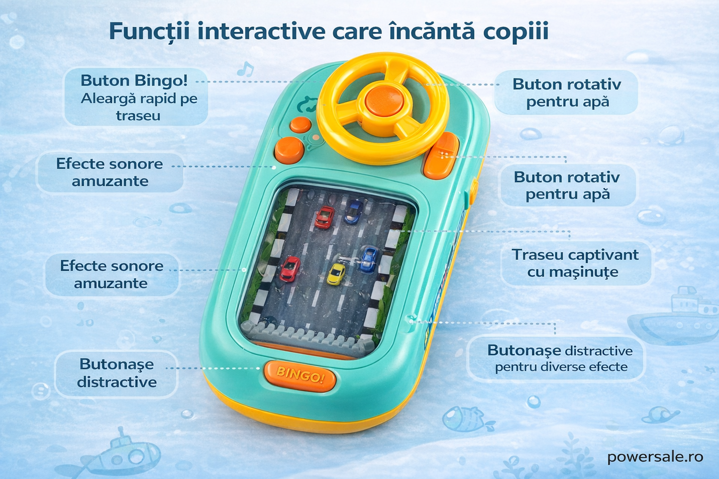 Mașină Simulator Copii cu Volan Realist și Efecte Sonore – Jucărie Interactivă Educațională 3+ Ani - Boomsale.ro