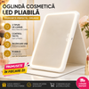 Oglindă Cosmetică LED Pliabilă – 3 Tipuri de Lumină, Control Tactil, USB