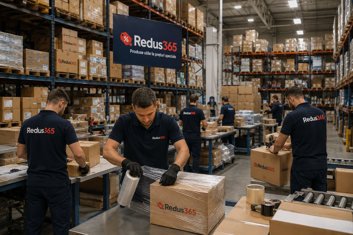 Echipa Redus365 pregătind comenzile